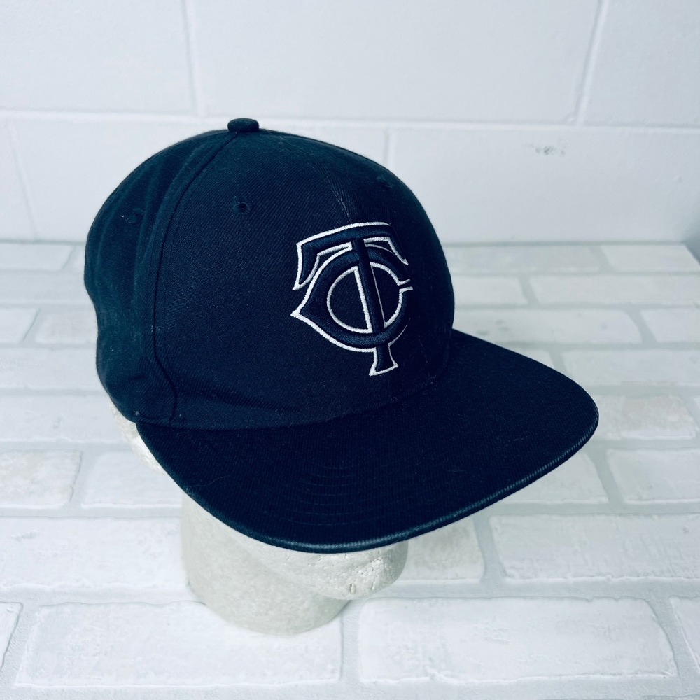 47 Brand Minnesota Twins MLB Snapback Hat Navy Blue TC Logo Flat Brim Cap OSFA